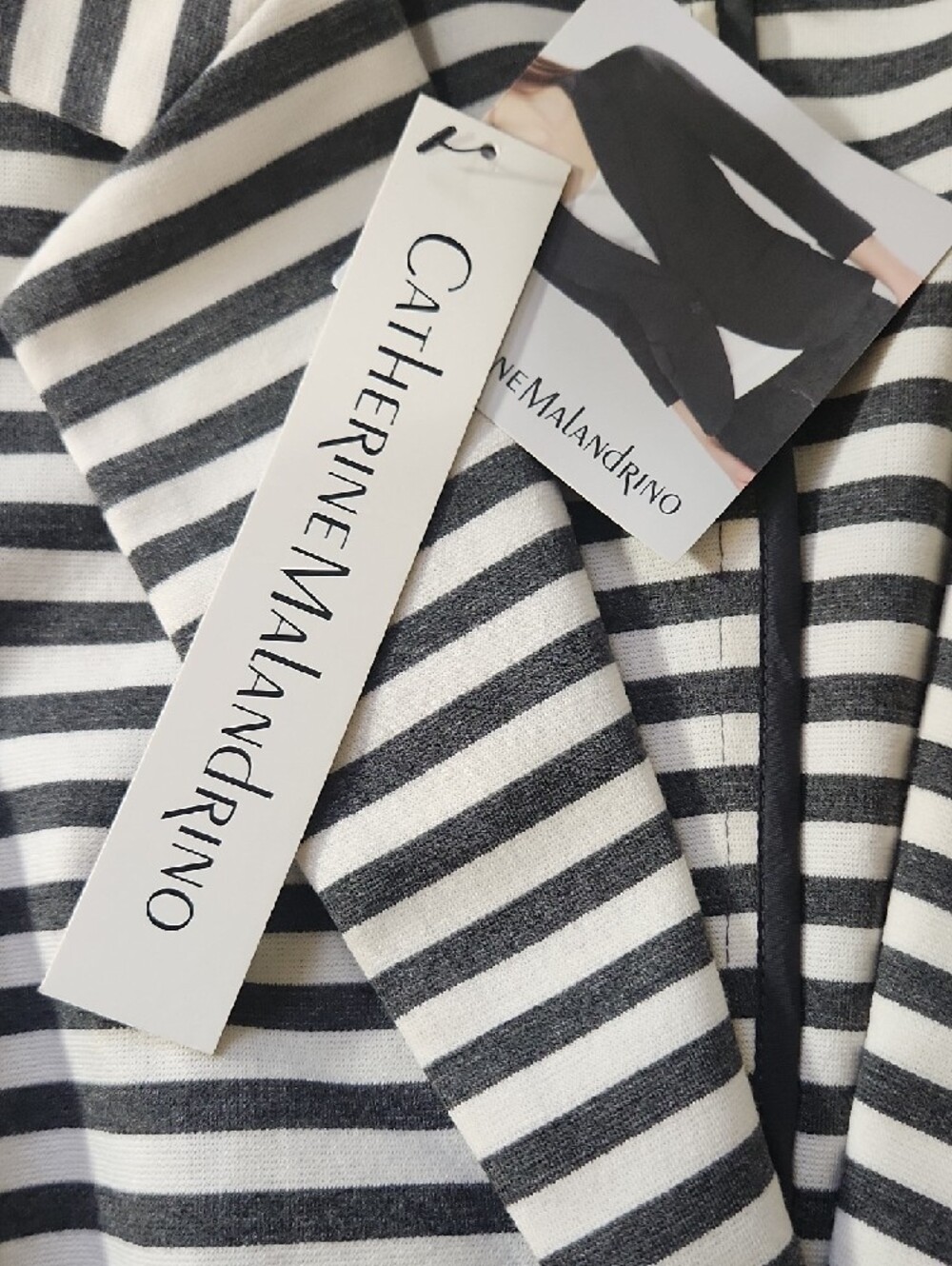 Catherine Malandrino Black and White Striped Single-Button Blazer - Picture 3 of 14